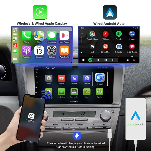 Alt view image 3 of 5 - AUMUME 9" Android 12 Car Stereo for Toyota Camry 2006-2011 with Touchscreen, Wireless CarPlay/Android Auto, Bluetooth, Backup Camera, WiFi, Music & Video Playback, PIP Split-screen, Hi-Fi, SWC