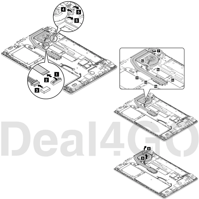 Alt view image 3 of 5 - Deal4GO CPU Cooling Fan & Heatsink Thermal 00UR843 00UR842 Replacement for Lenovo Thinkpad T560 P50s W550s (Discrete GPU)