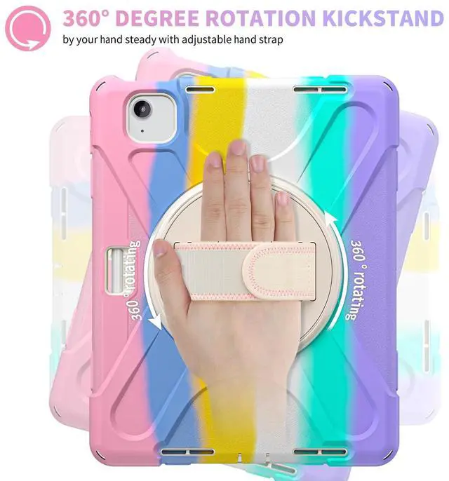 Alt view image 2 of 2 - HDAYM Case for iPad Air11 inch Generation 2024 2025 Air 4th 5th 10.9 inch,with Rotating Stand/Hand Shoulder Strap/Pencil Holder,Sturdy Heavy Duty Full Body Shockproof Protective Cover for ipad pro 11"