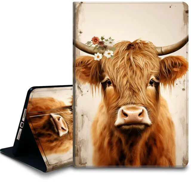 Main image of Bxgolkgd Tablet Case for iPad 9.7 Inch (2017/2018 Model,5th/6th Generation),Shockproof Stand Cover with Heat Dissipation,Auto Wake/Sleep Function,Cute Highland Cow