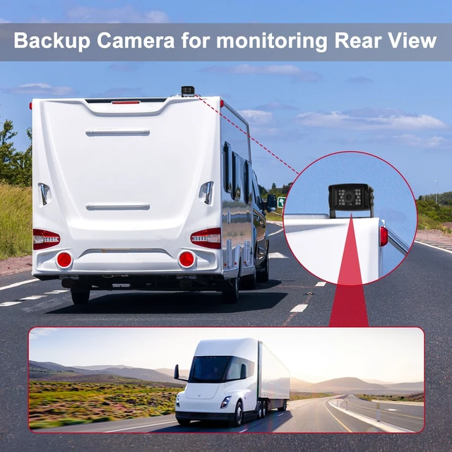 Alt view image 3 of 5 - 1080P Wired Backup Camera with 7" Screen, No Delays, Night Vision Rear View Camera with 150 Wide Angle, Waterproof IP69K for Semi-Trucks, RVs, Trailers, Tractors & Excavators