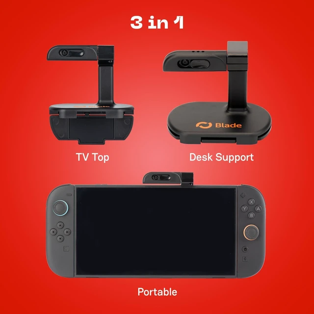 Alt view image 2 of 10 - BLADE Mini Camera 1080p Switch 2, 3 in 1, Portable, Desktop, TV, Stand Included, FullHD, Privacy Cover, Compact and Functional, 30fps