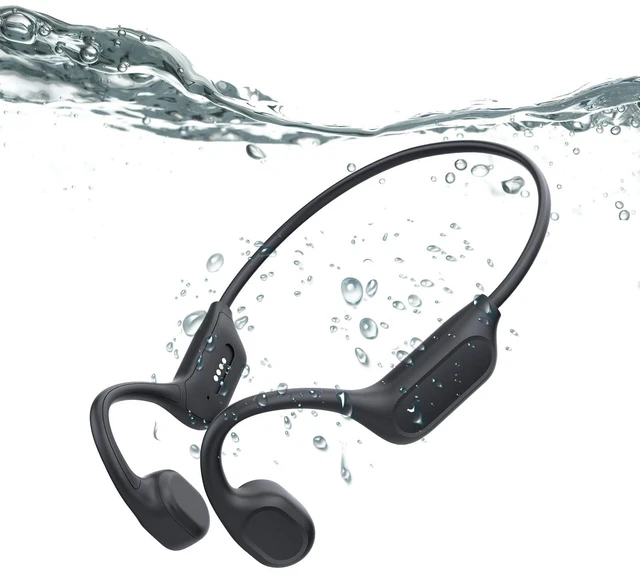 Main image of QMHL Swimming Headphones-Bone Conduction Headphones, IP68 Waterproof Built-in MP3 Player 32G Memory, Underwater Swimming Bluetooth V6.0 Headset, Wireless Open Earphones, for Running, Cycling (B
