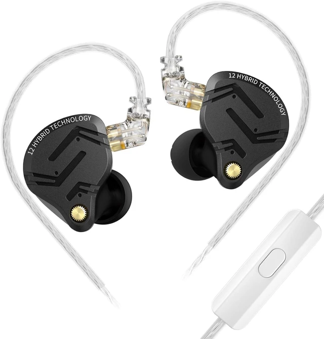 Main image of KZ ZS12 PRO X in Ear Monitor IEM with Mic, Wired Gaming Earbuds 5BA 1DD Hybrid IEM Headphones, HiFi Stereo Sound Ear Buds Noise Cancelling inears Earphone, for Musician Singers, Without Tuning Switch