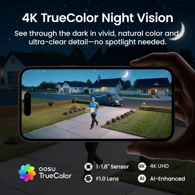 Alt view image 4 of 5 - aosu T2 Ultra 4K Security Camera Wireless Outdoor, 360 AI Triple Detection
