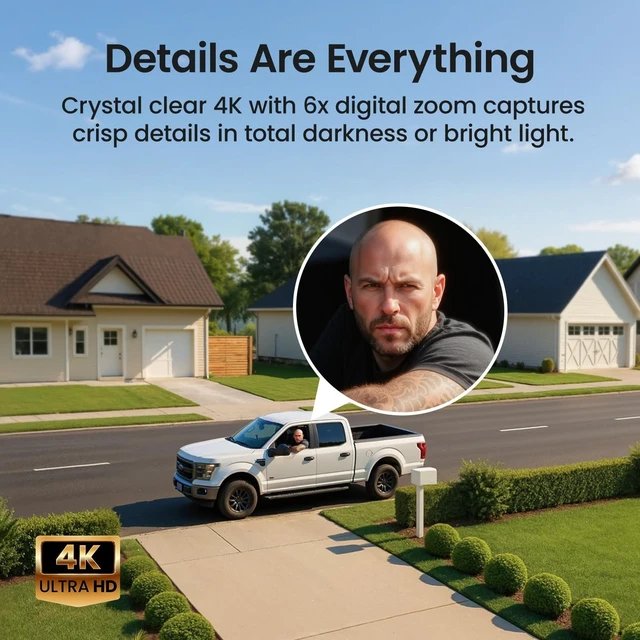 Alt view image 5 of 5 - aosu T2 Ultra 4K Security Camera Wireless Outdoor, 360 AI Triple Detection