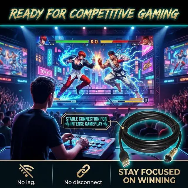 Alt view image 3 of 5 - Pidwaok USB to GX12-5 Aviation Cable for Mad Catz TE2 / TE2+ Fightstick, 1m/3.3ft PC Connection Data Sync Cable