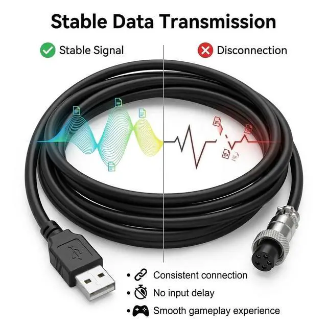 Alt view image 5 of 5 - Pidwaok USB to GX12-5 Aviation Cable for Mad Catz TE2 / TE2+ Fightstick, 1m/3.3ft PC Connection Data Sync Cable