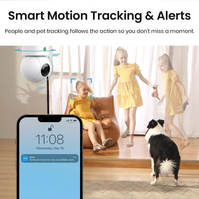 Alt view image 4 of 5 - aosu 4MP Indoor Security Camera - Baby & Pet Monitoring with 5/2.4 GHz WiFi
