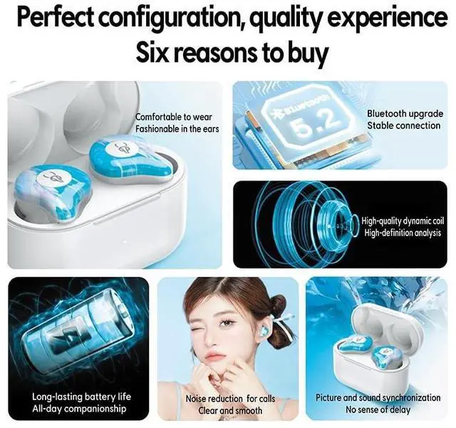 Alt view image 3 of 5 - Sabbat X12 Ultra 2025 new Wireless EarbudsCVC 8.1 Noise Reduction,Hi-Fi Stereo Sound,30H Long Battery Life,in-Ear Headphones for Sports&Work,Compatible with iPhone,Samsung,iOS,Android(Star Cloud)