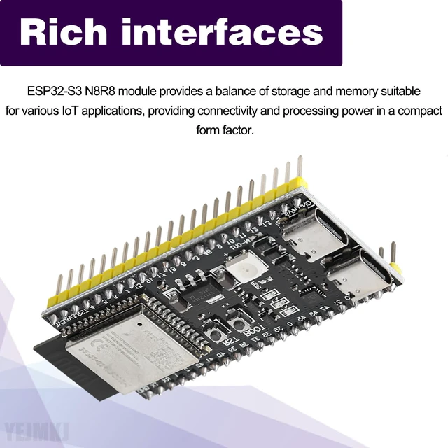 Alt view image 3 of 5 - YEJMKJ 3pcs ESP32 S3 N8R8 Development Board ESP WROOM 32 ESP32-S3