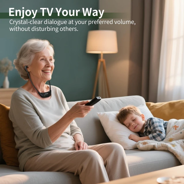 Alt view image 3 of 5 - Conqier 2.4G Digital Wireless TV Headphones for Seniors & Hard of Hearing