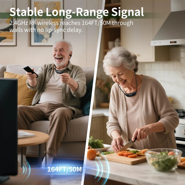 Alt view image 4 of 5 - Conqier 2.4G Digital Wireless TV Headphones for Seniors & Hard of Hearing