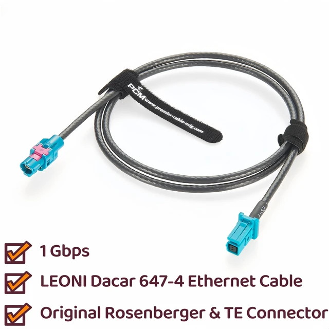 Alt view image 2 of 5 - Original Rosenberger H-MTD Female to TE MATEnet Female Automotive Ethernet Cable 1Gbps E6K10A-1BZZ5-Z to 2302510-9 Shielded Connector 100/1000BASE-T1 for ADAS Camera, ECU, IVI Networking(1M/3.28FT)