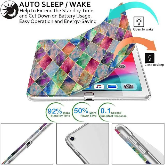 Alt view image 3 of 5 - DuraSafe Cases for iPad Pro 12.9 2nd Generation Printed Cover A1670 MQDC2LL/A MQDD2LL/A MQDA2LL/A A1671 MP6H2LL/A MP6J2LL/A MP6G2LL/A MPL02LL/A MPL12LL/A MPKY2LL/A A1821 MQEF2LL/A - Diamond Grid