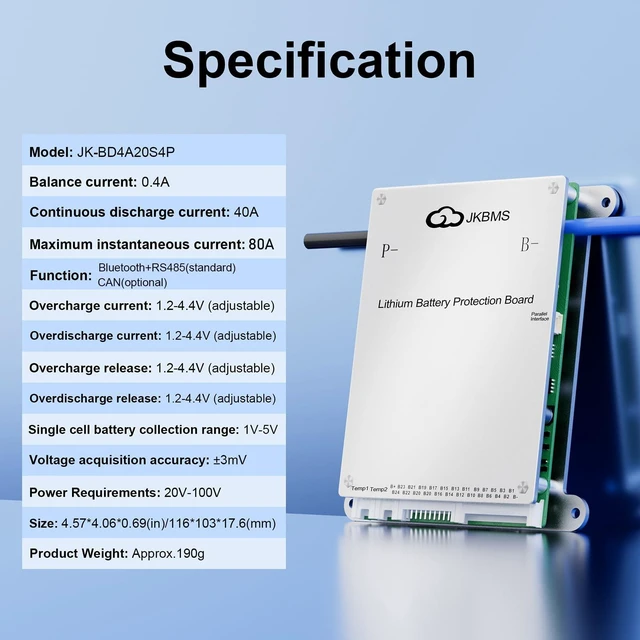 Alt view image 2 of 5 - JKBMS JK-BD4A20S4P 8S-20S BMS Battery Management System,0.4A Active Balance