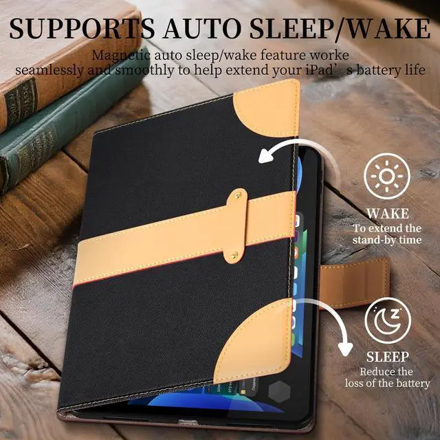 Alt view image 5 of 5 - CPNVWA Case for iPad A16 11th Gen 11 Inch,iPad 10th Gen. 10.9 Inch,Leather Folio Cover with Auto Wake/Sleep, Adjustable Stand,Magnetic Buckle Closure Protection Case-Single Strap Black