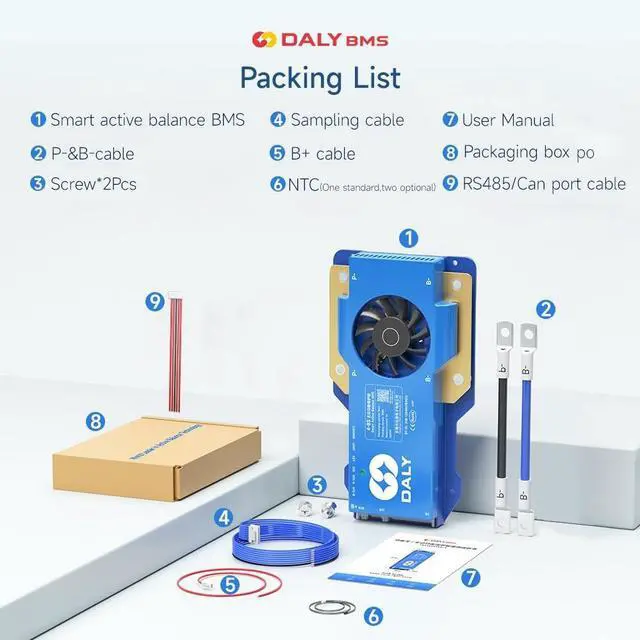 Alt view image 5 of 5 - DALY 100A 8S-17S 24V-60V Smart BMS with 1A Active Balancer and Build-in Bluetooth RS485 CAN for Lithium Battery NCM/LFP/LTO Pack