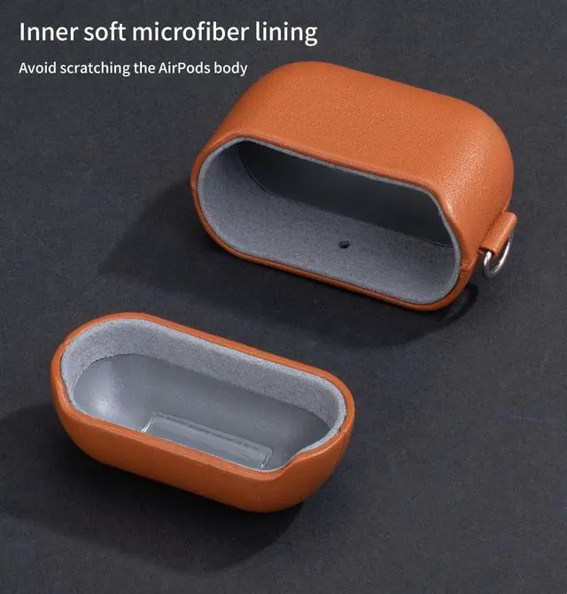 Alt view image 4 of 5 - LOPIE Leather Case with Clip for AirPods 3 (Released in 2021), Handmade Case Fully-Wrapped with Full-Grain Leather, Protective Hard Cover for Gen 3 AirPods (Not for AirPod Pro 3rd Generation), Blue