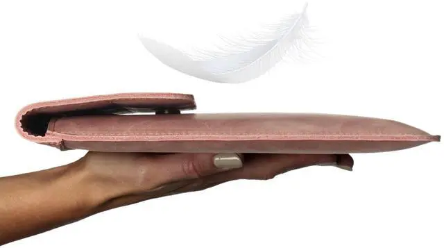 Alt view image 5 of 5 - DAREhue 13" 14" 15" 16" Genuine Full Grain Leather Laptop Sleeve with Built-in Stand & Padding (Fits MacBook Air/Pro & Other 13.3/13.6/14.2/15.6 inch Laptops) (Rose Pink, 15 - 16)