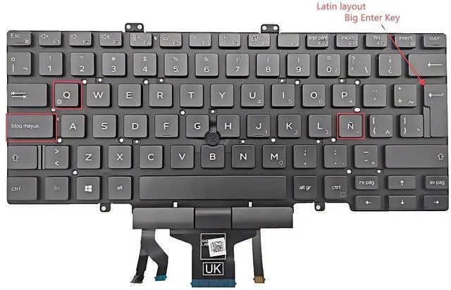 Alt view image 2 of 3 - Laptop Replacement Latin Spanish Layout Keyboard for Dell Latitude 5400 5401 5410 5411 7400 7410 Laptop Keyboard (with Mouse Stick/with Backlit)