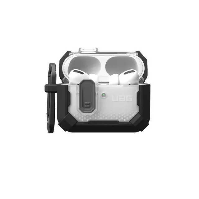 Alt view image 3 of 5 - URBAN ARMOR GEAR UAG Designed for AirPods Pro 3rd Gen Case, Rugged Military Grade Drop Proof Protective Cover with Detachable Carabiner Clip & Secure Lip Closure, Plasma Black