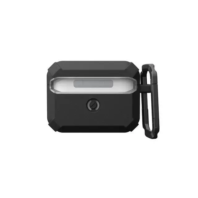 Alt view image 4 of 5 - URBAN ARMOR GEAR UAG Designed for AirPods Pro 3rd Gen Case, Rugged Military Grade Drop Proof Protective Cover with Detachable Carabiner Clip & Secure Lip Closure, Plasma Black