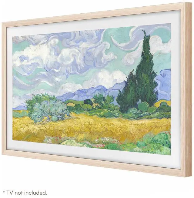 Alt view image 2 of 5 - iFFALCON Magnetic Frame Mural TV 75 Inch, Natural Oak Aluminum Alloy Bezel, Tool-Free Snap-On Installation, Custom Fit Decorative Frame Mural TV Series Only