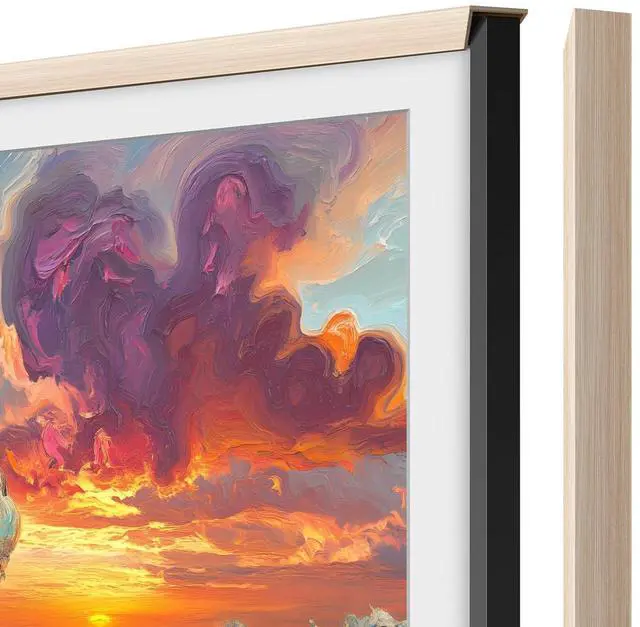 Alt view image 3 of 5 - iFFALCON Magnetic Frame Mural TV 75 Inch, Natural Oak Aluminum Alloy Bezel, Tool-Free Snap-On Installation, Custom Fit Decorative Frame Mural TV Series Only
