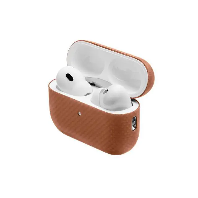 Alt view image 3 of 5 - Latercase for AirPods Pro 3 ^^ Ultra-Thin 0.6mm Aramid Fiber Case ^^ Lightweight 6g Hard Shell Slim Protective Cover ^^ Wireless Charging Compatible ^^ Matte Non-Slip Grip ^^ Tan Cros