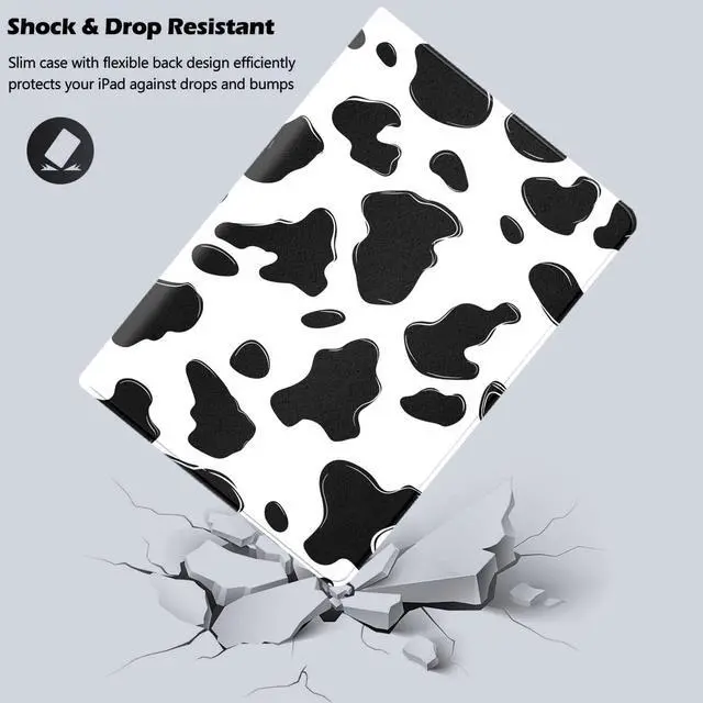 Alt view image 2 of 5 - DSRGRGFDJ Tablet Case for iPad 9th/8th/7th Generation 10.2 Inch with Magnetic Auto Wake/Sleep and Multi-Angle Adjustable Stand Cover - Cow Pattern