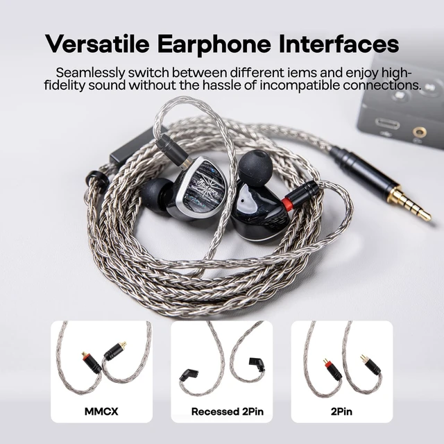 Alt view image 5 of 5 - Linsoul Tripowin Zonie 16-Core Silver-Plated SPC IEM Cble w/Omni Mic