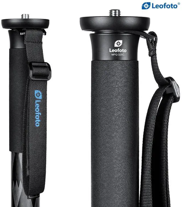 Alt view image 5 of 5 - Leofoto MPQ-325C Monopod, Premium Carbon Fiber, Water-Resistant, 5 Leg Section, Convertible Mounting Stud, Wrist Strap (Red)