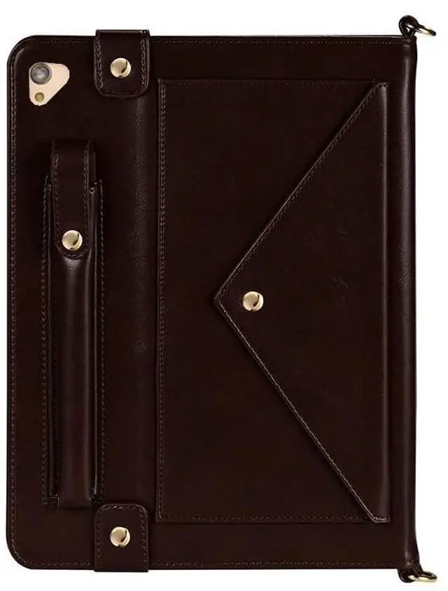 Alt view image 3 of 5 - UUcovers Crossbody Handbag Case for iPad Pro 12.9 inch 2017/2015 Model (2nd/1st Generation) with Pencil Holder/Shoulder Strap/Hand Strap/Stand Envelope Bag Magnetic Wallet Briefcase Cover,Dark Brown