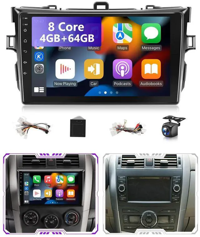 Main image of XGU 4G+64G Android Car Stereo for Toyota Corolla 2008 2009 2010 2011 2012 2013 Radio Apple CarPlay Support Wireless Android Auto,9" IPS Touch Sreen for Corolla Bluetooth GPS WiFi,SWC,Backup Cam