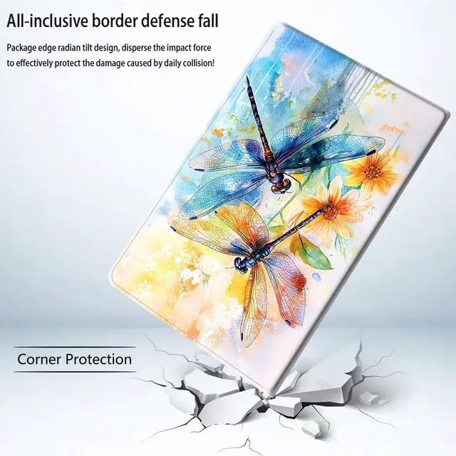 Alt view image 2 of 5 - Bxgolkgd Tablet Case for Samsung Galaxy Tab A11 8.7 Inch 2025 Model (SM-X133/X135/X135F),Shockproof Stand Cover with Heat Dissipation,Auto Wake/Sleep Function,Watercolor Dragonfly