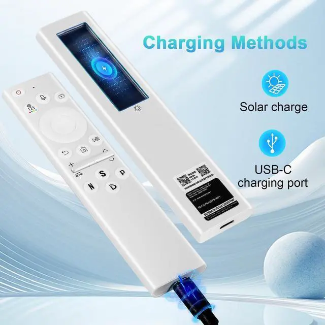 Alt view image 2 of 4 - Frame TV Solar Voice Remote Replacement for Samsung TV Remote with Bluetooth Voice Rechargeable Cell, Compatible with Samsung Smart 4K Ultra HD TV, 4 Shortcut Buttons, White