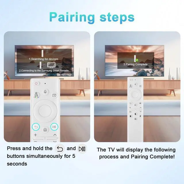 Alt view image 3 of 4 - Frame TV Solar Voice Remote Replacement for Samsung TV Remote with Bluetooth Voice Rechargeable Cell, Compatible with Samsung Smart 4K Ultra HD TV, 4 Shortcut Buttons, White