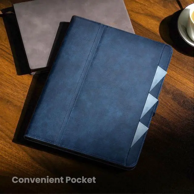 Alt view image 4 of 5 - AsileCuir Handmade Case for iPad Pro 11 Inch (M5/M4) 2025/2024 with Pencil Holder Pocket,Magnetic Closure,Auto Sleep/Wake,Vegan Leather Folio Protective Cover,Multi Angles Stand,Dark Blue