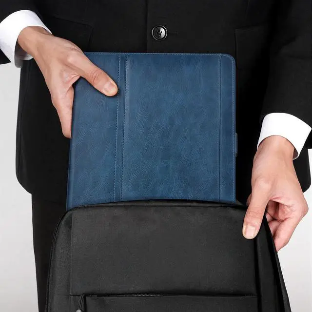 Alt view image 5 of 5 - AsileCuir Handmade Case for iPad Pro 11 Inch (M5/M4) 2025/2024 with Pencil Holder Pocket,Magnetic Closure,Auto Sleep/Wake,Vegan Leather Folio Protective Cover,Multi Angles Stand,Dark Blue
