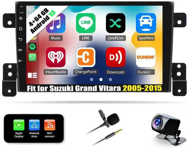 Main image of TukboTech 4+64G Android 13 Car Stereo Compatible with Suzuki Grand Vitara 2005-2015 Radio Upgrade 9 Inch Touch Screen with Wireless Carplay Android Auto AHD Backup Camera Mirror Link GPS SWC Wi