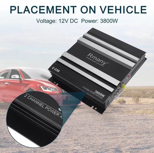 Alt view image 3 of 5 - TUCKBOLD Car 12V 2 Channel Car Amplifier Stereo Audio 3800W Compatible ^^ 2 Channel Car Amplifier Black 1 Pcs
