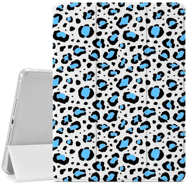 Main image of VibrantFruitique Coquette Leopard Print Case for iPad (A16) 11th Gen 2025 11-inch/10th Gen 2022 10.9 inch Unique Blue Cheetah Case,Pencil Holder & Clear Soft TPU Back & Trifold Stand Cover for Women