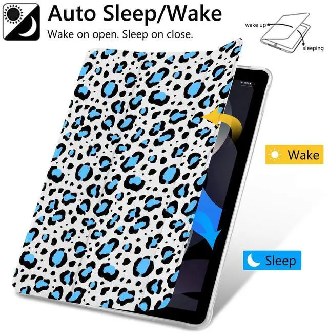 Alt view image 4 of 5 - VibrantFruitique Coquette Leopard Print Case for iPad (A16) 11th Gen 2025 11-inch/10th Gen 2022 10.9 inch Unique Blue Cheetah Case,Pencil Holder & Clear Soft TPU Back & Trifold Stand Cover for Women