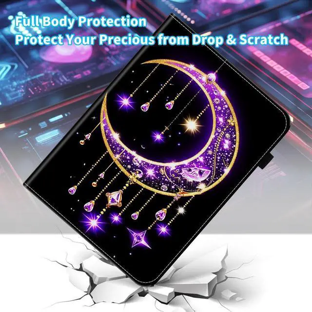 Alt view image 3 of 5 - BFUKVOU Case for iPad (A16) 11th Generation 11 Inch 2025, iPad 10th Generation 10.9 inch 2022,Card Slot PU Leather TPU Case Pen Holder Auto Wake Sleep,Moon Stars