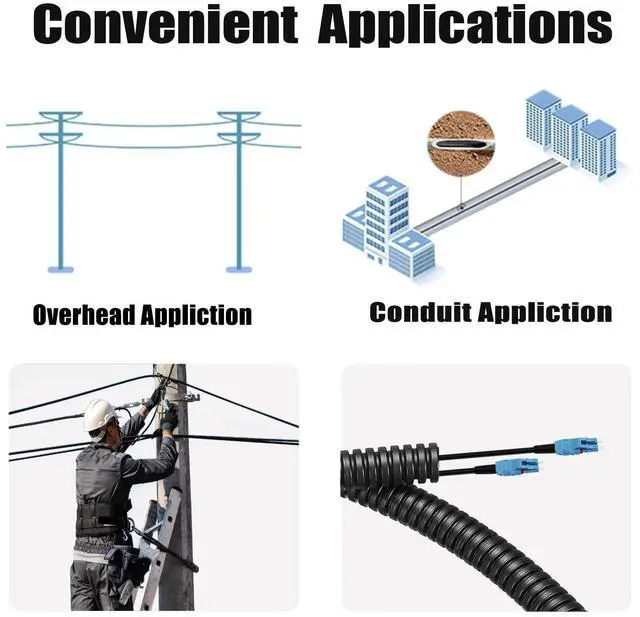 Alt view image 3 of 5 - FLYPROFiber- 10M/33ft OS2 LC to LC Outdoor Armored, Length Options:10m-300m 1G/10GB Single Mode Duplex 9/125 um Uniboot SMF Fiber Optic Cable Cord, OD-5mm, LSZH
