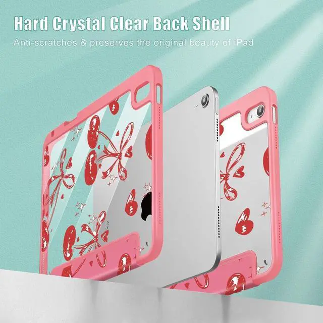 Alt view image 4 of 5 - Mektron Case for 2026 iPad Air 13 inch M4 Cover Compatible 2025 iPad Air 13 inch M3 2024 iPad Air 13 inch M2 with Pencil Holder Shockproof Clear Shell, Cherries Bows C388