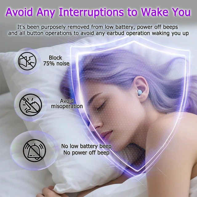 Alt view image 5 of 5 - Rehoria Sleep Earbuds, Mini Earbuds for Sleeping, Side Sleep Wireless Headphones, 8Hrs Single Charge, HiFi Sound, Comfortable Fit (Purple)