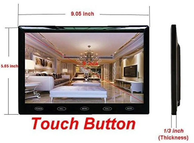 Alt view image 2 of 5 - CAIRUTE 9 Inch Ultra Thin 16:9 HD 1024x600 TFT LCD Color Car Rear View Monitor 2 Video Input DVD VCD Headrest Vehicle Monitor Support Audio + Video + HDMI + VGA