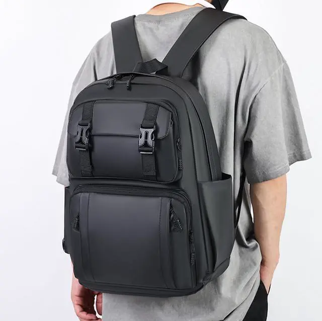 Alt view image 3 of 5 - jupkem Laptop Backpack Business Travel Backpacks with USB Charging Port Water Resistant Large Capacity Daypack Gray and Black (Black)